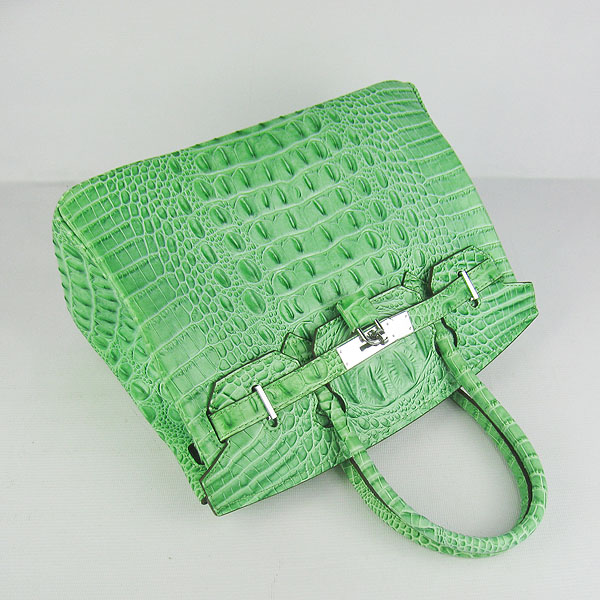 Replica Hermes Birkin 30CM Crocodile Head Veins Bag Green 6088 On Sale